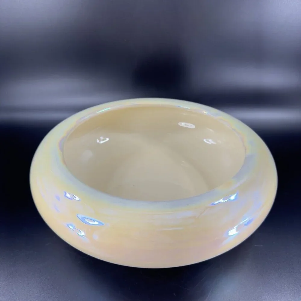 Pier 1 Pottery Planter Bowl Italian Yellow Iridescent Luster Finish Made Italy‎